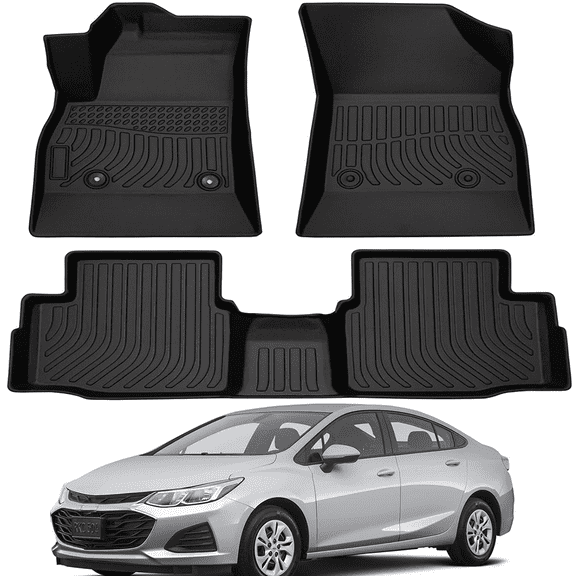 Car Floor Mats for 2016-2019 Chevy Cruze (No Fit 2016 Cruze Limited) - Custom Fit TPE Rubber Non-Slip Automotive Floor Liners, Easy to Clean All-Weather Car Mats