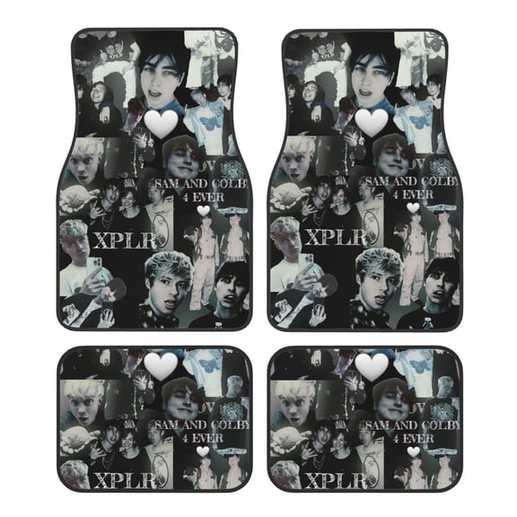 Car Floor Mats 4 Piece Set Sam And Colby Decoration Non Slip Floor Foot Mat Universal Floor Liner Car Accessories Automotive Protection