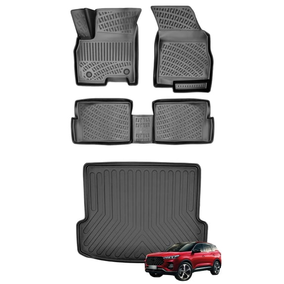 Car Floor Mats + Cargo Liner (Full SET) Compatible for Chery Tiggo 7 Pro 2022-2023 Waterproof | All Weather
