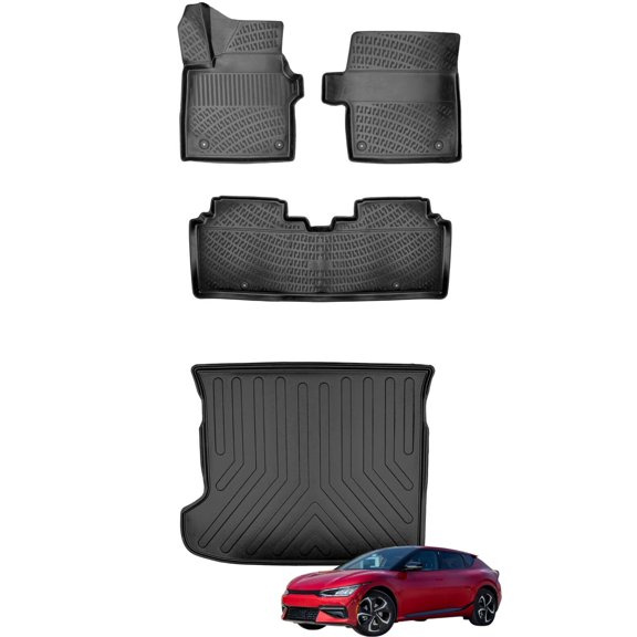 Car Floor Mats + Cargo Liner (Full SET) Compatible for Kia EV6 2022-2024 Waterproof | All Weather