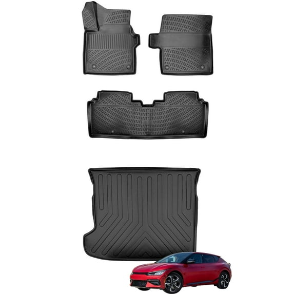 Car Floor Mats + Cargo Liner (Full SET) Compatible for Kia EV6 2022-2024 Waterproof | All Weather