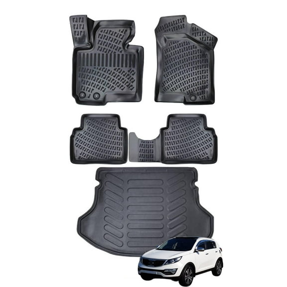 Car Floor Mats + Cargo Liner (Full SET) Compatible for Kia Sportage 2011-2016 Waterproof | All Weather