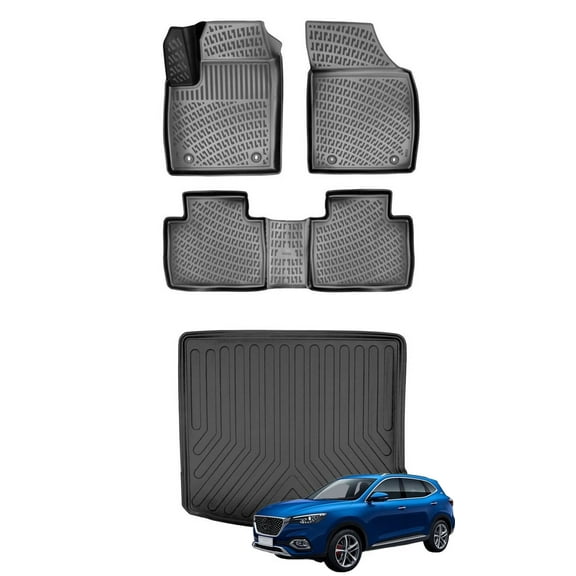 Car Floor Mats + Cargo Liner (Full SET) Compatible for MG HS 2018-2023 Hybrid / Gasoline Waterproof | All Weather