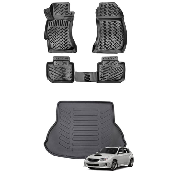 Car Floor Mats + Cargo Liner (Full SET) Compatible for Subaru Impreza 2007-2014 Waterproof | All Weather