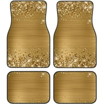 Car Floor Mats Carpet 4pcs Glittery Gold Foil Floor Mats for Cars Universal Vehicle Front Rear Rugs Car Decor Accessories for Trucks