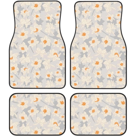 Car Floor Mats Carpet 4pcs Gray Checkerboard Floor Mats for Cars Universal Vehicle Front Rear Rugs Car Decor Accessories for Trucks