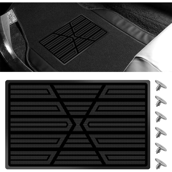 Car Floor Mats Carpet Patch with Screws, Universal Automotive Carpet Patch Repair Kit, Anti-Skid Rubber Car Floor Mat Protector to Repair Torn Mat for Driver Side Gas Pedal Foot Rest (Black)