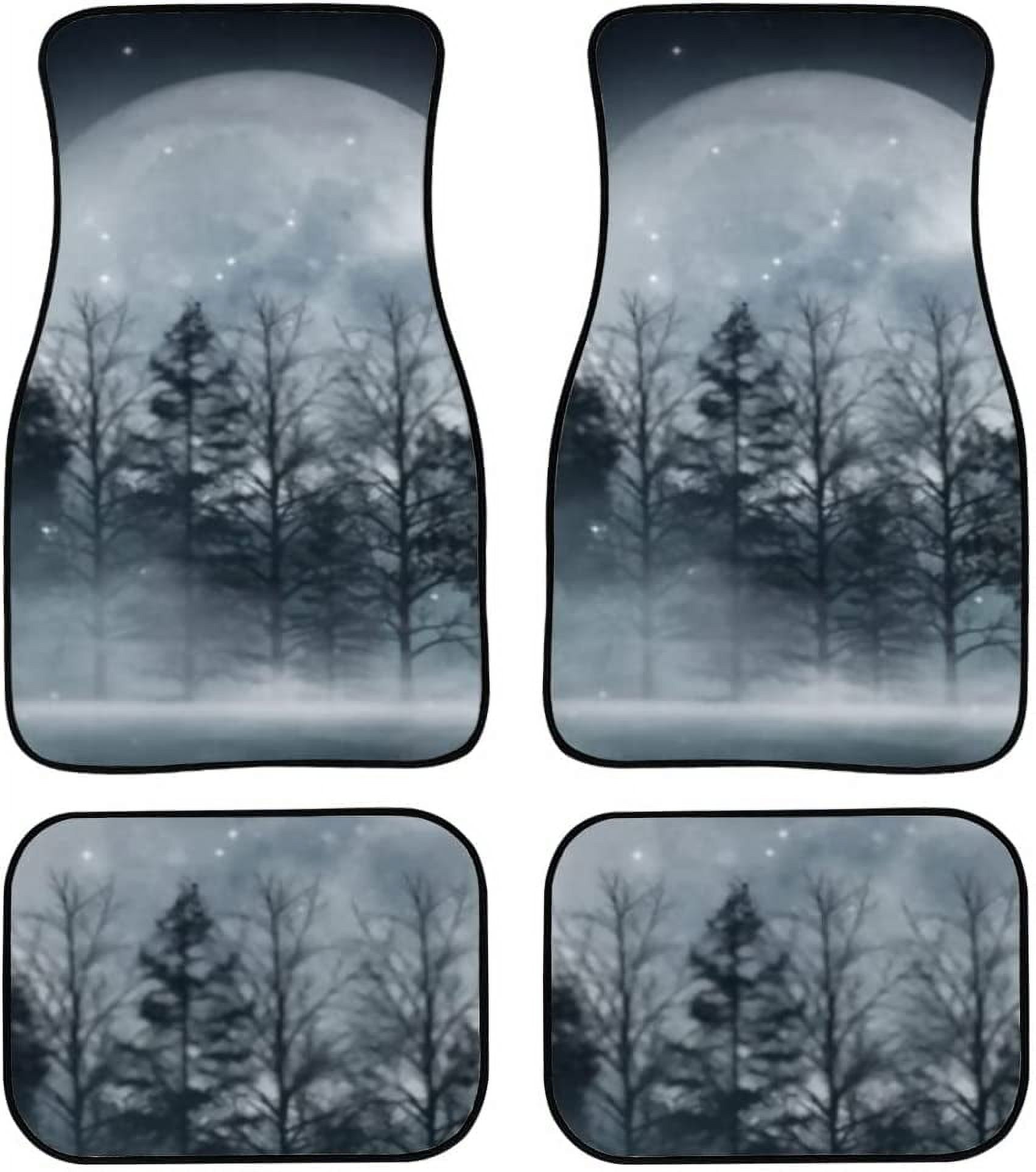 Car Floor Mats Dark Forest Gloomy Scene Trees Big Print Design Carpet