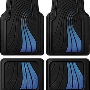 Car Floor Mats Full Set Front & Rear Car Floor Mats with Aluminum Design, Anti-Slip Backing, All-Weather Protection, Trim-to-Fit Car Mats for Most Sedans, SUVs & Vans - - Blue