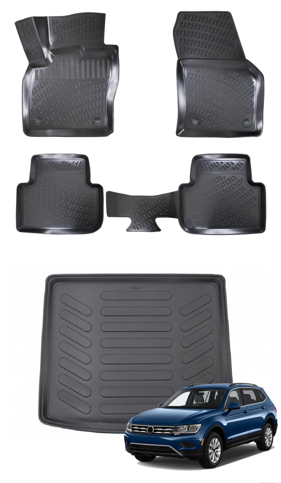 Tailored Black Carpet Floor Mats For VW Tiguan 2007-2016 – Front & Rear With Clips