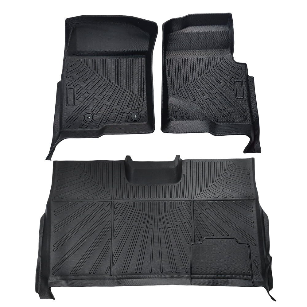 Heavy-Duty All-Weather Floor Mats For 2009-2014 Ford F-150 Super Crew Cab (Black, 3-Piece Set)