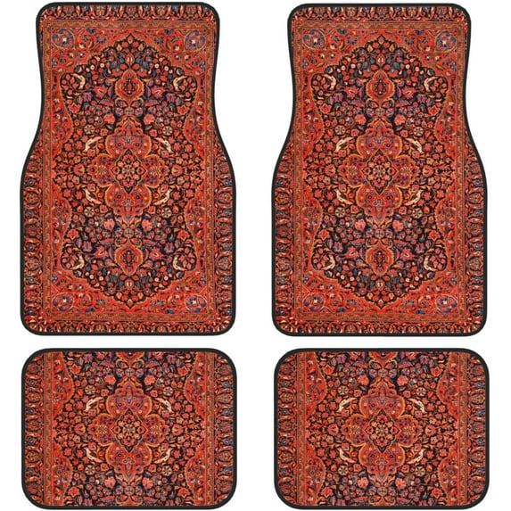 Car Floor Mats Set of 4,Antique Oriental Turkish Persian Carpet Front Rear Carpets Mat Decorative Car Floor Carpets Rugs Non-Slip Auto Car Accessories Universal Fit for Car SUV Truck Van