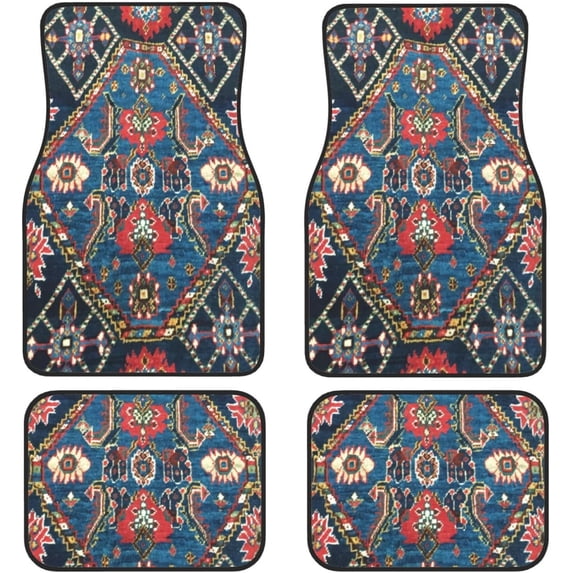 Car Floor Mats Set of 4,Antique Oriental Turkish Persian Carpet Front Rear Carpets Mat Decorative Car Floor Carpets Rugs Non-Slip Auto Car Accessories Universal Fit for Car SUV Truck Van