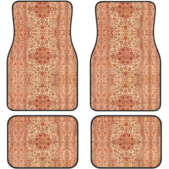 Car Floor Mats Set of 4,Antique Oriental Turkish Persian Carpet Front Rear Carpets Mat Decorative Car Floor Carpets Rugs Non-Slip Auto Car Accessories Universal Fit for Car SUV Truck Van