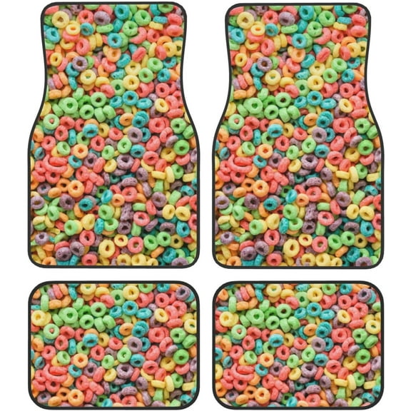 Car Floor Mats Set of 4, Funny Retro 80s 90s Memphis Vehicle Front Rear Carpets Mats Car Floor Rugs Non-Slip Auto Foot Mats Car Accessories Universal Fit for Car SUV Truck Van