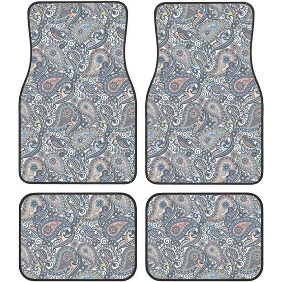 Car Floor Mats Set of 4, Oriental Persian Turkish Carpet Pattern Vehicle Front Rear Carpets Mats Car Floor Rugs Non-Slip Auto Foot Mats Car Accessories Universal Fit for Car SUV Truck Van