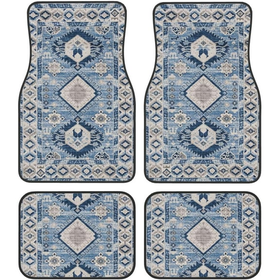Car Floor Mats Set of 4, Oriental Persian Turkish Carpet Pattern Vehicle Front Rear Carpets Mats Car Floor Rugs Non-Slip Auto Foot Mats Car Accessories Universal Fit for Car SUV Truck Van