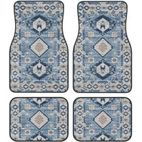 Car Floor Mats Set of 4, Oriental Persian Turkish Carpet Pattern Vehicle Front Rear Carpets Mats Car Floor Rugs Non-Slip Auto Foot Mats Car Accessories Universal Fit for Car SUV Truck Van