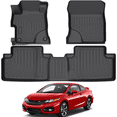 thumbnail image 1 of Car Floor Mats for 2012 2013 2014 2015 Honda Civic - Custom Fit TPE Rubber Non-Slip Automotive Floor Liners, Easy to Clean All-Weather Car Mats, 1 of 6