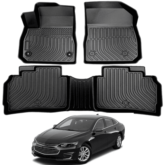 Car Floor Mats for 2016-2025 Chevy Malibu - Custom Fit TPE Rubber Non-Slip Automotive Floor Liners, Easy to Clean All-Weather Car Mats