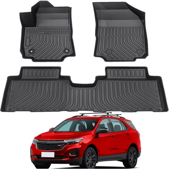 Car Floor Mats for 2018-2024 Chevy Equinox/GMC Terrain - Custom Fit TPE Rubber Non-Slip Automotive Floor Liners, Easy to Clean All-Weather Car Mats
