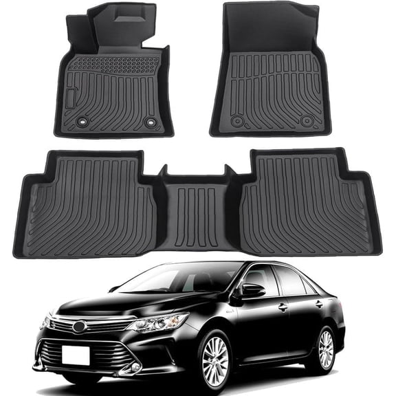 Car Floor Mats for 2018-2024 Toyota Camry - Custom Fit TPE Rubber Non-Slip Automotive Floor Liners, Easy to Clean All-Weather Car Mats
