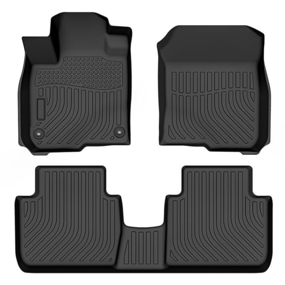 Car Floor Set, All-Weather Rubber Liners for Interior Protection, Black-Car Floor Mats