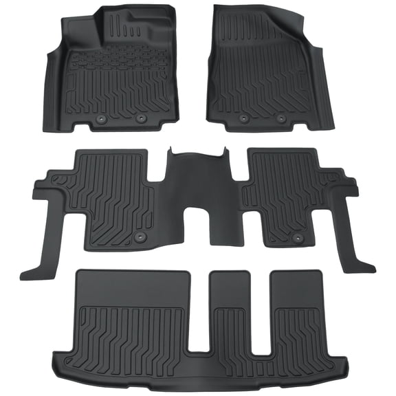 Car Floor Set, All-Weather Rubber Protection, Black-Car Floor Mats