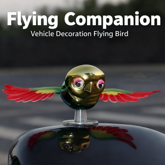 Car Flying Bird Ornament - Fits Car, Motorcycle & Bicycle, Wind-Activated Flapping Wings, Exterior Decoration for Mirrors, Handlebars, Easy Stick-On Installation
