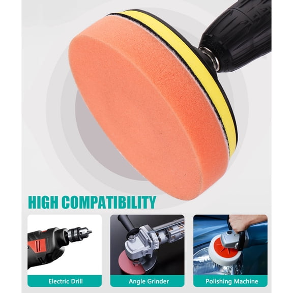 Car Foam Drill Buffing Pad Polishing Pad Kit, 6 Pcs 4 Inch / 100 mm Car Buffer Kit for Waxing and Sealing