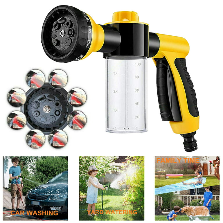 Car Foam Sprayer Gun, Pressure Nozzle for Car Wash, Watering Plants, Pet Shower, Outdoor Fun - Soap Dispenser, Yellow