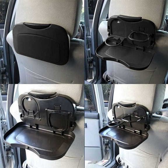 Car Folding Table Back Seat Tray with Drink and Food Cup Holders, Portable Organizer for Travel, Easy to Install, Foldable Design, Perfect for Car Dining and Storage on the Go