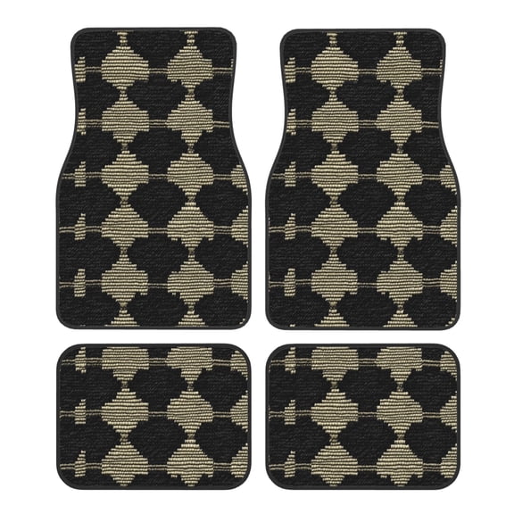 Car Foot Mat 4 Pcs Set Crystal Velvet Non Slip Bottom Quick Install Easy Clean Protect Interior Fit Most Cars Trucks SUVs Darkvoilet Houndstooth Checkered_1