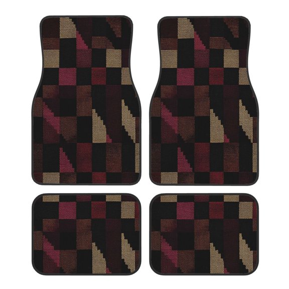 Car Foot Mat 4 Pcs Set Crystal Velvet Non Slip Bottom Quick Install Easy Clean Protect Interior Fit Most Cars Trucks SUVs Darkvoilet Houndstooth Checkered_3