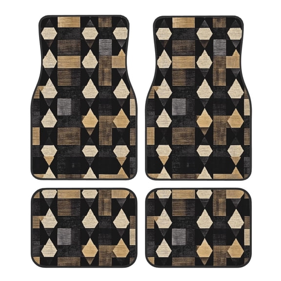 Car Foot Mat 4 Pcs Set Crystal Velvet Non Slip Bottom Quick Install Easy Clean Protect Interior Fit Most Cars Trucks SUVs Darkvoilet Houndstooth Checkered_2