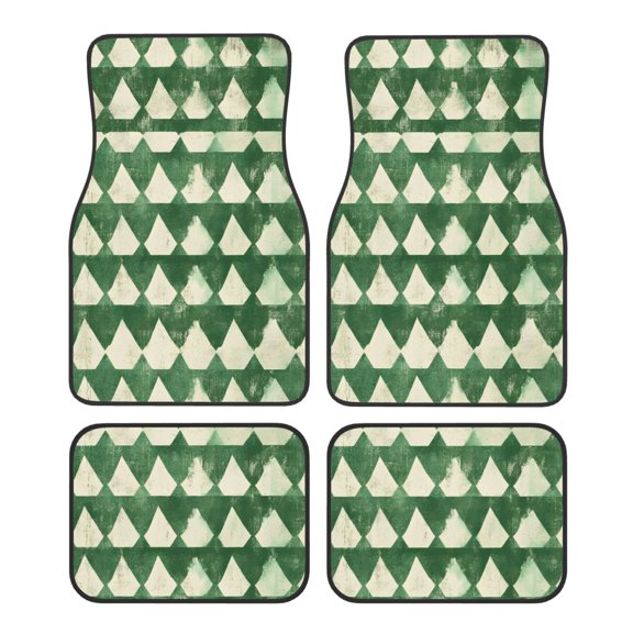 Car Foot Mat 4 Pcs Set Crystal Velvet Non Slip Bottom Quick Install Easy Clean Protect Interior Fit Most Cars Trucks SUVs Green Houndstooth Vintage Texture Hand-Drawn Sketch_3