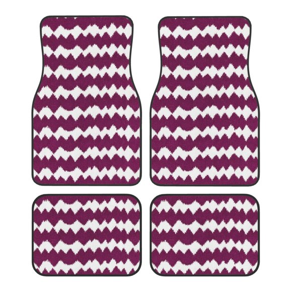 Car Foot Mat 4 Pcs Set Crystal Velvet Non Slip Bottom Quick Install Easy Clean Protect Interior Fit Most Cars Trucks SUVs Magenta Houndstooth_3