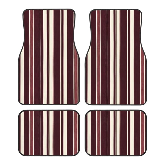 Car Foot Mat 4 Pcs Set Crystal Velvet Non Slip Bottom Quick Install Easy Clean Protect Interior Fit Most Cars Trucks SUVs Maroon Stripe_4
