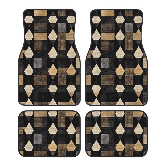 Car Foot Mat Four Piece Set Crystal Velvet Non Slip Bottom Quick Install Easy To Clean Protect Interior Fit Most Cars Trucks Suvs Darkvoilet Houndstooth Checkered_2