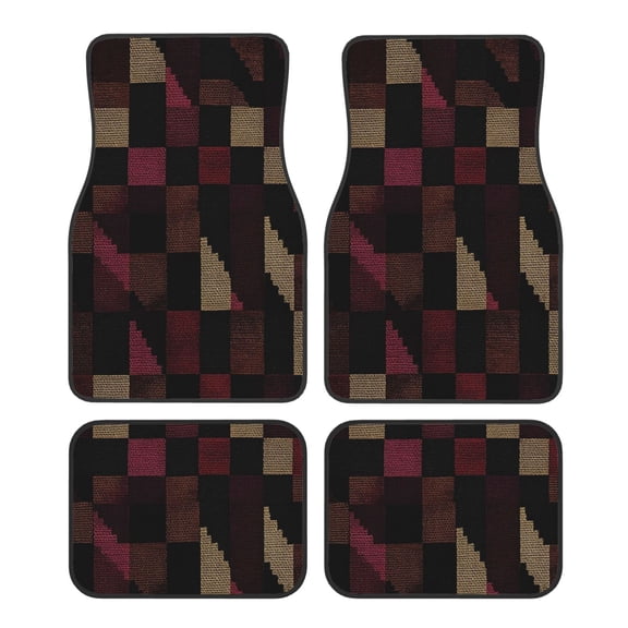 Car Foot Mat Four Piece Set Crystal Velvet Non Slip Bottom Quick Install Easy To Clean Protect Interior Fit Most Cars Trucks Suvs Darkvoilet Houndstooth Checkered_3