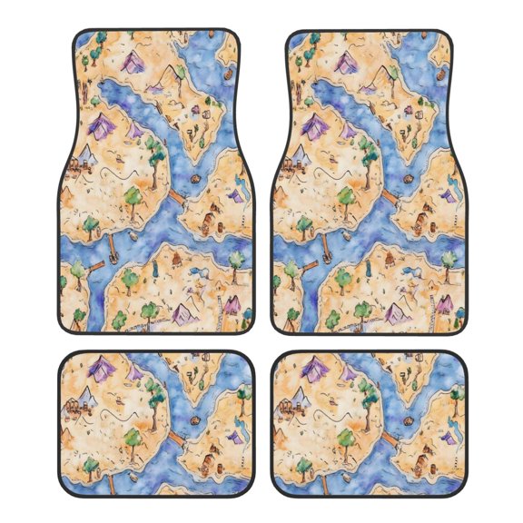 Car Foot Mat Four Piece Set Crystal Velvet Non Slip Bottom Quick Install Easy To Clean Protect Interior Fit Most Cars Trucks Suvs Game Map