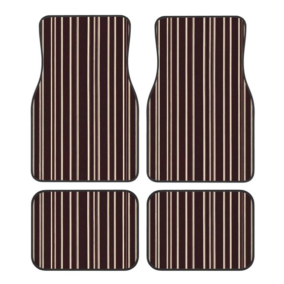 Car Foot Mat Four Piece Set Crystal Velvet Non Slip Bottom Quick Install Easy To Clean Protect Interior Fit Most Cars Trucks Suvs Maroon Stripe_1