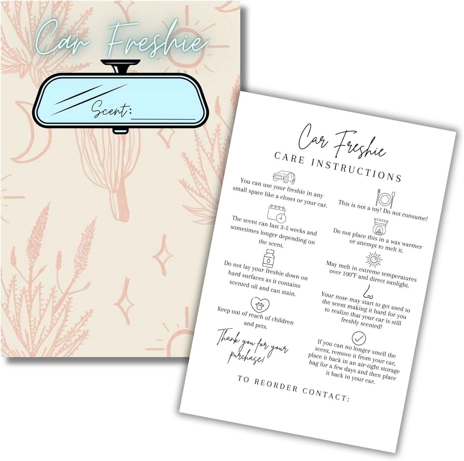50-Pack Cow Print Car Freshie Insert Cards – 5.5x8.5" Cardstock For 6x9" Scent Bags - View #13