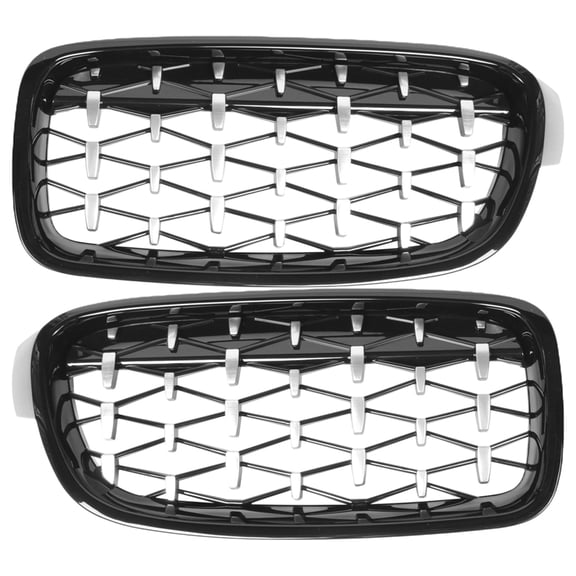 Car Front Bumper Diamond Kidney Grille Racing Grille for 3 Series F30 F31 320I 325I 328I 330I 2012-2018 Silver+Black,1 Pair x Front Bumper Grill Grille(left & right),Silver&Black