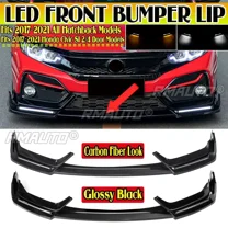 Car Front Bumper Lip Splitter Diffuser Lip Spoiler With LED Day Light Protector For Honda Civic Si/HATCHBACK 2017-2021 Body Kit