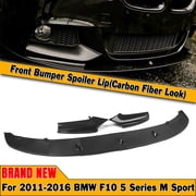 Car Front Bumper Spoiler Lip For 2011-2016 BMW F10 5 Series M Sport Glossy Black Carbon Fiber Look Black