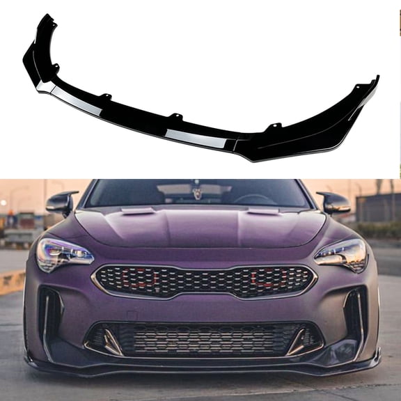 Car Front Bumper Spoiler Lip Kit Splitter For Kia Stinger 2018-2024 Gloss Black