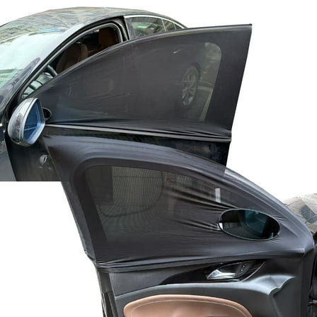 Car Front Window Shades,2 Pack Car Side Window Sun Shades,Stretchy Car Mosquito Net Cover Fit Cars SUVs - Up to 31.5”x49.6”