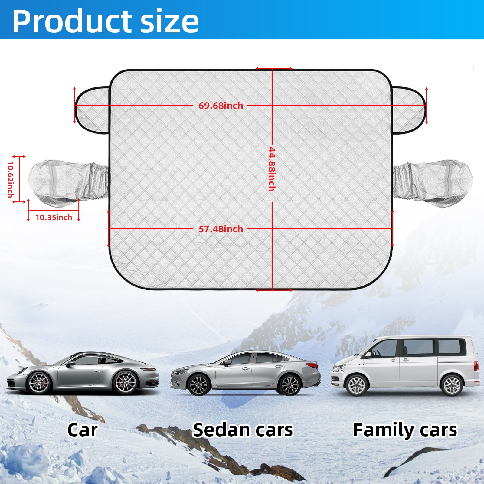 Car Front Windshield Snow Cover Aluminized Film with 9 Pcs
