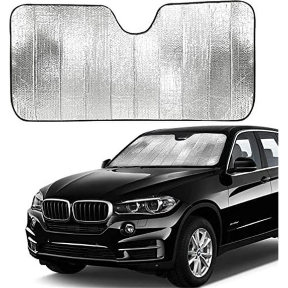 Car Front Windshield Sunshade,Foldable Reflective Sun Visor to Protect Car from Harmful UV Rays,Universal Car Windshield Cooling Cover,Universal Car Window Sun Protector,55''x27.5'',Silver